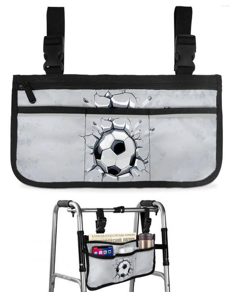 Sacs de rangement Sac en fauteuil roulant de football de football avec pochets d'accoudoir côté scooter électrique scooter socle