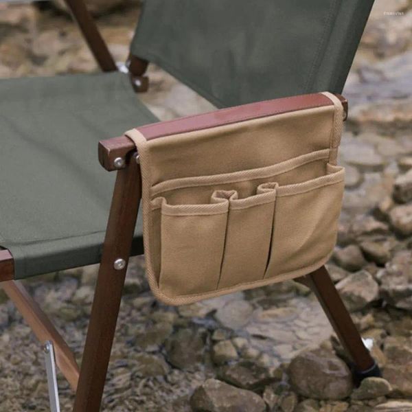 Sacs de rangement pour chaise de Camping, sac suspendu pour accoudoir, pochette latérale Portable résistante à l'usure avec 4 poches inclinables