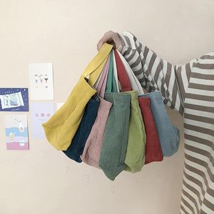 Sacs de rangement pour femmes sacs à main en velours côtelé réutilisable déjeuner décontracté Shopping japon Style Vintage couleur unie
