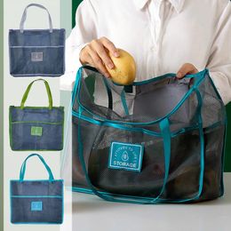 Sacs de rangement Shiping Free Household Fruit Vegetable Mesh Sac pliable Tote Shopping Recycling Mauvai-de-maison