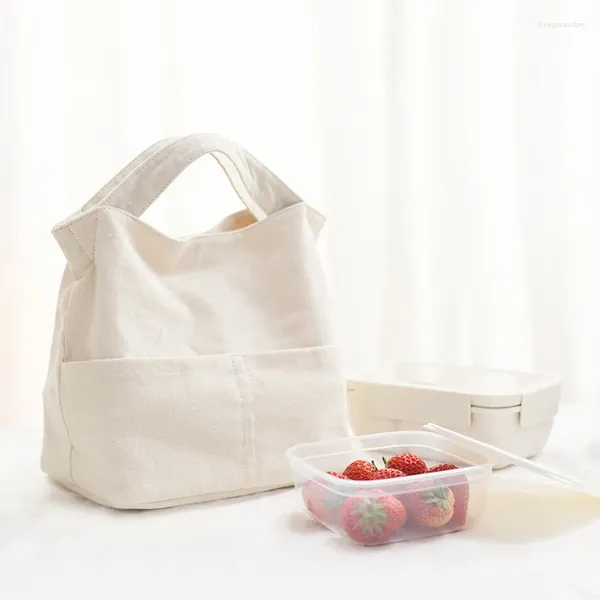 Bolsas de almacenamiento Bolsa de almuerzo fresca Bolsa de lino de algodón Bolso de alta capacidad Picnic Escuela Viaje Contenedor de alimentos Caja portátil térmica