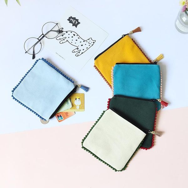 Bolsas de almacenamiento Borde con flecos Color sólido Monedero pequeño Cambio de bolsillo Mini bolso 2022 Paquete de monedero