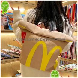 Sacs de rangement drôle mignon dessin animé frites emballage étudiant femme cartable toile sac à dos grande capacité sac de messager sacs à main Dhlkq