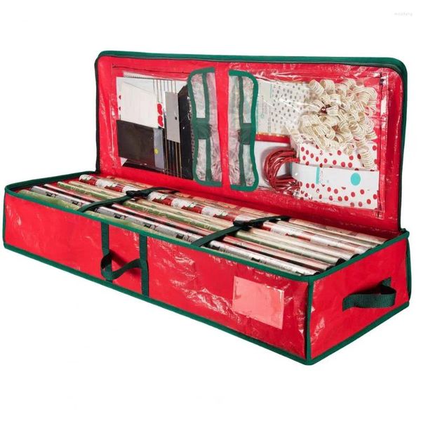 Sacs de rangement Gadgets Sac Papier d'emballage de Noël avec poches de séparation pour accessoires de ruban