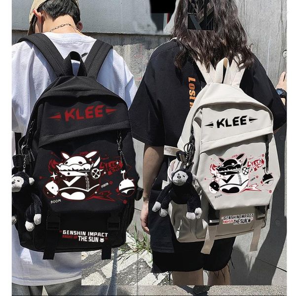 Sacs de rangement Genshin Impact Klee sac à dos Anime Cosplay sac d'école étanche Oxford Kawaii Bookbag Harajuku mignon homme femmes voyage sac à dos