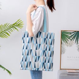Sacs de rangement géométrique toile tissu Totes tissu épaule Double face coton lin poche sac à main sac à provisions écologique pour femme