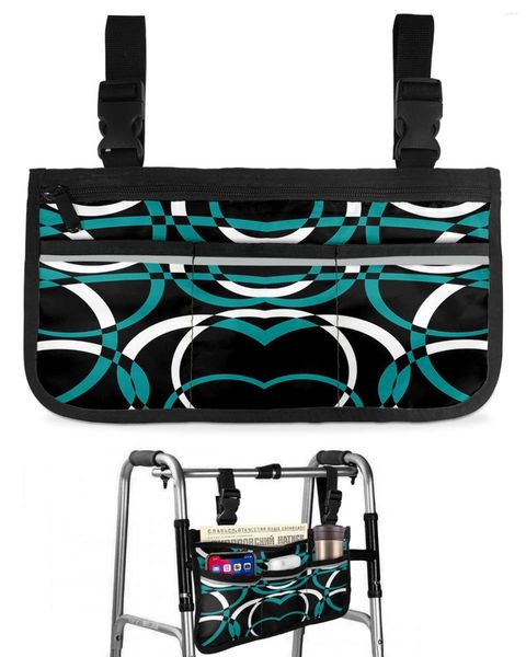 Sacs de rangement géométriquement abstrait circulaire art moderne couleur de l'eau sac de fauteuil roulant accoudoir côté pochette de scooter électrique