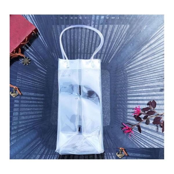 Sacs de rangement Emballage cadeau Sac en plastique Mini Épaississement Sac à main durable Vin Glace Résistant aux taches Sacs transparents Arrivée compacte 2 Dhqgo