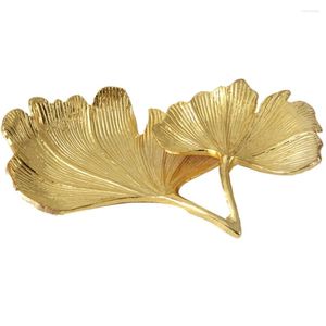 Sacs de rangement Feuille d'or Ginkgo Biloba Plateau décoratif Bijoux Bureau Organisateur de vaisselle pour bague collier