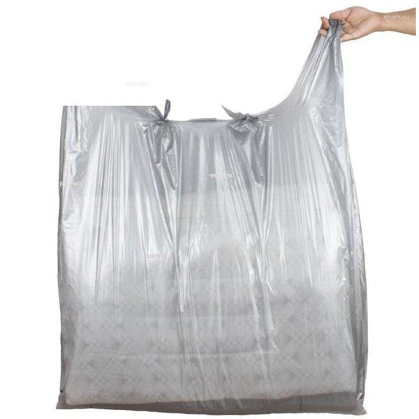 Sacs de rangement bonne qualité sac en plastique gilet épaissi grand vêtement emballage logistique transport argent gris 10 pièces/lot