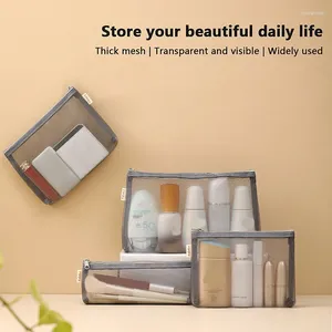 Sacs de rangement en mailles gris Makeup Filles Girls Cosmetic Sac Organisateur Travel Portable Wash Lipstick Toitrage Sanitar Sanitar