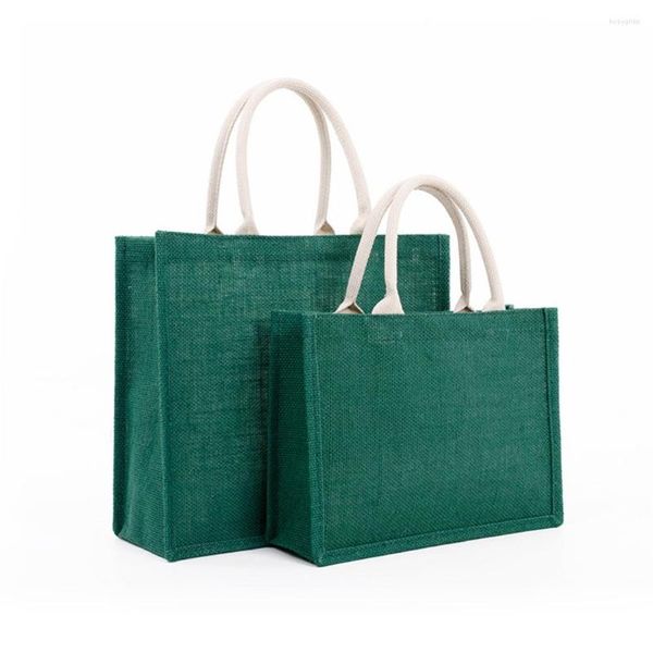 Sacs de rangement sac fourre-tout en toile de jute verte achats réutilisables sacs à main de grande capacité épicerie sac à main en tissu femme écologique