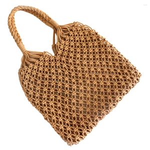 Sacs de rangement Grille Bage Bag Crochet pour femmes Sac à main tendance manuelle manuelle coton tissé en coton