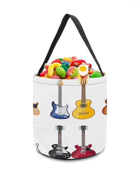 Bolsas de almacenamiento de guitarra Punk, cesta de instrumentos musicales, cubo de caramelo, bolsa portátil para el hogar, cesto de juguetes para niños, suministros de decoración para fiestas