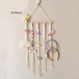 Sacs de rangement porte-nœud pour cheveux Clips suspendus cintre bandeau organisateur Boho décoration murale pour chambre de bébé filles ivoire