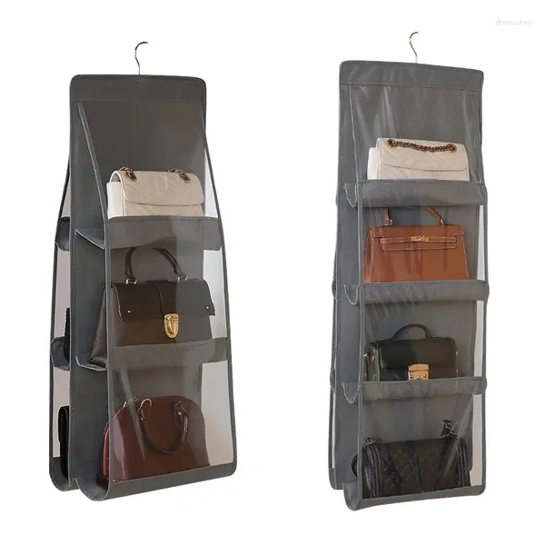 Sacs de rangement Sac à main Organisateur suspendu Transparent Armoire Placard Sac Porte Mur Clair Divers Chaussures Cintre Pochette Accessoires Trucs