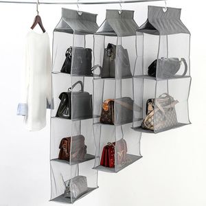 Sacs de rangement sac à main organisateur suspendu garde-robe sac tridimensionnel chaussure transparente avec cintre