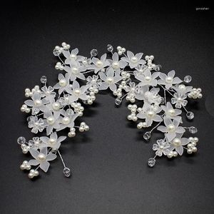 Bolsas de almacenamiento Hecho a mano Dama de honor Vestido de cabeza de boda Cuentas blancas Tocados de flores para el cabello Perlas Piezas de novia Joyería nupcial de cristal