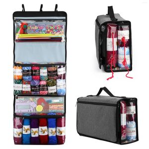 Opbergzakken Ophangbare Garenzak Opvouwbare Wollen Haaknaald Breinaalden Weave Naaien Gereedschap Accessoires Organizer Lege Handtas