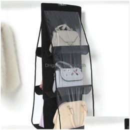 Sacs de rangement suspendus organisateur de sac à main pour armoire placard sac transparent porte mur clair chaussure divers avec pochette de cintre Wly935 Drop Dhcbr