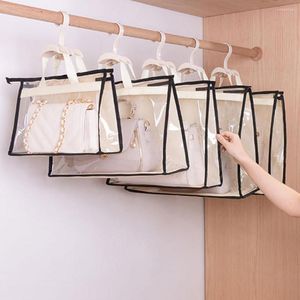 Bolsas de almacenamiento Bolso colgante Organizador Monedero Bolsa Armario Armario Polvo para mujeres Cubierta Hogar Clear Sundry Bolsa