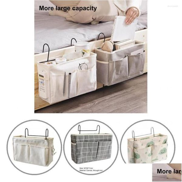 Sacs de rangement Organisateur suspendu Structure solide détachable lit large lit à côté du sac pour livraison de gouttes Home Garden Organization de ménage DHPV6