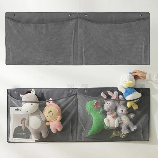 Bolsas de almacenamiento Organizador de juguetes colgantes para niños Niñas Muñecas de animales de peluche Pantalla Bolsillos grandes Bolsa de malla Puerta del dormitorio para niños Montado en la pared