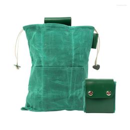 Opbergzakken Oogst Canvas Leer Foerage Pouch Gewaxt Opvouwbare Multifunctionele Heuptas Camping Reizen Fruit Plukken Outdoor