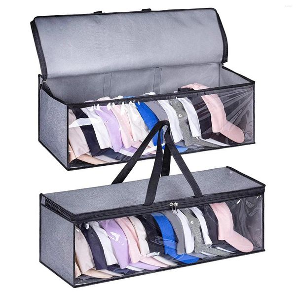 Bolsas de almacenamiento Hat Organizer Case Clear con asas de transporte Racks para viajes en casa Mujeres