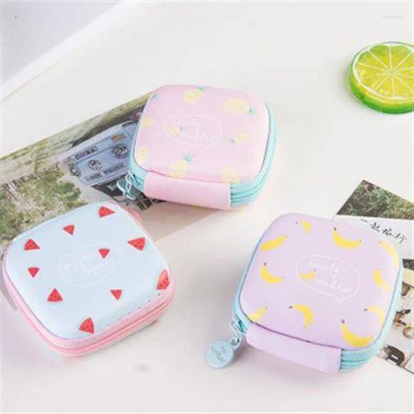 Bolsas de almacenamiento Caja de cables para auriculares Mini Lindo Pequeño Bolso fresco Datos Dibujos animados Patrón de frutas