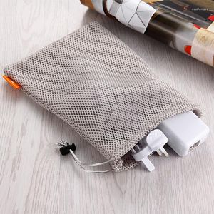 Opslagzakken Hoofdtelefoon Telefoon Nylon Mesh Bag Container Kabel Earbuds Gegevens Draadlader Box Organisatie Bescherming