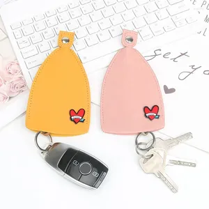 Sacs de rangement en forme de coeur PU clé en cuir sac créatif grande capacité couverture de protection de voiture filles pochette portable