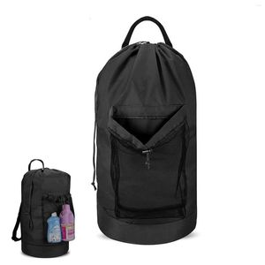 Sacs de rangement sac à linge robuste sac à dos étudiants collégiaux poche en maille portable pour