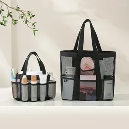 Sacs de rangement Creux Mesh Cosmétiques Sac Voyage Sac de plage Nylon Simple Salle de bain Articles de toilette personnels Organiser des articles de poche