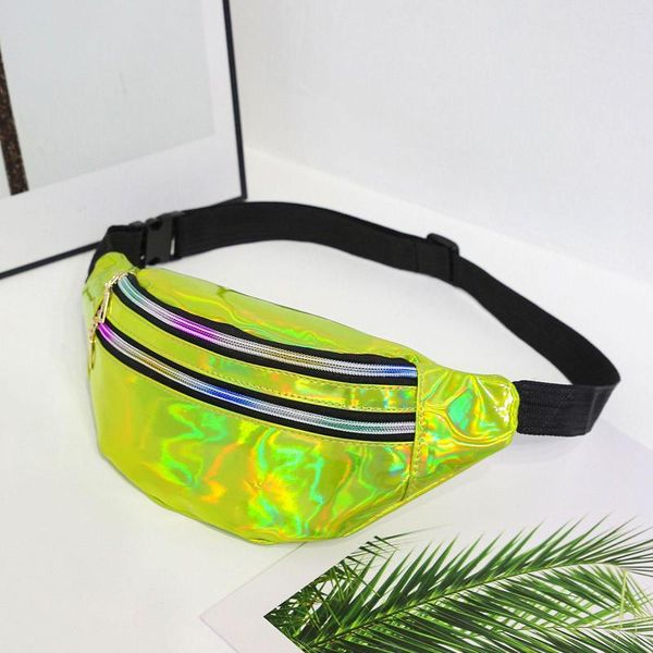 Sacs de rangement Holographique Fanny Packs Mode Homme Laser PU Zip Taille Plage Voyage Femmes Ceinture Sac Pour Les Filles