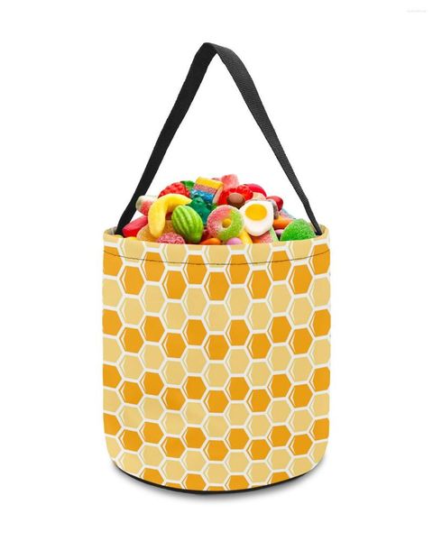 Sacs de rangement nid d'abeille dessin animé géométrie hexagonale décor jouets panier sac de bonbons cadeaux pour enfants fourre-tout tissu faveur de fête