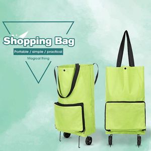 Sacs de rangement en 1 sac à provisions pliable de mode pliable avec 2 roues chariot portable chariot d'épicerie porte-bagages BagStorage StorageStorag