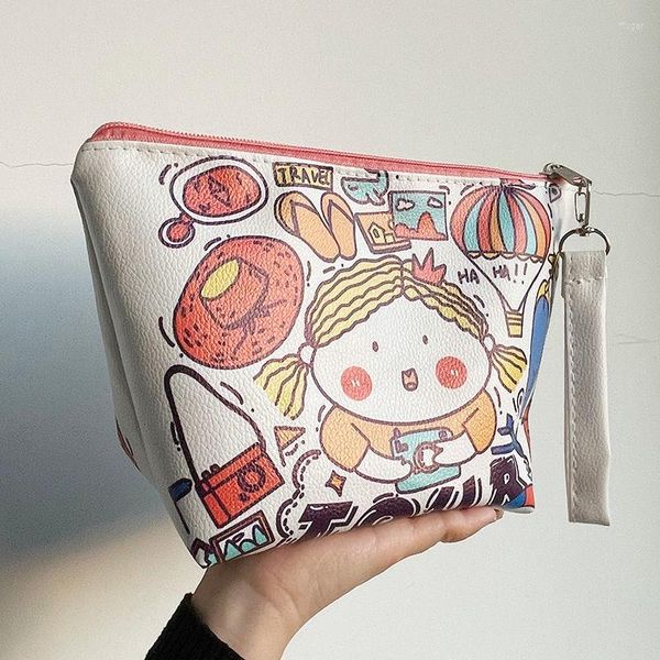 Bolsas de almacenamiento Ins Bag Japonés Lindo Maquillaje Caja de papelería Lápiz Chica Gran capacidad Bolso de estudiante simple