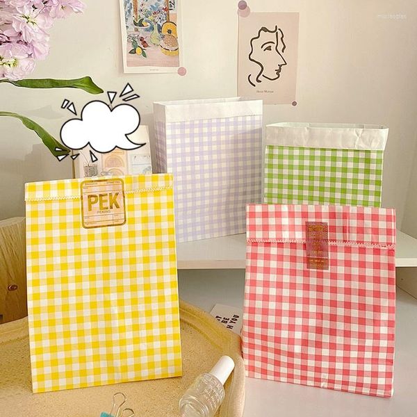 Sacs de rangement Ins coréen multicolore cadeau Plaid minimalisme Kraft papier sac organisateur de bureau Festival 10 pièces