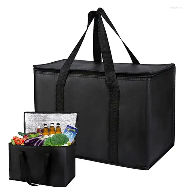 Bolsas de almacenamiento aisladas para la entrega de alimentos Almuerzo portátil de aislamiento Termal Bolsa más refrigeradora con mango no deslizante