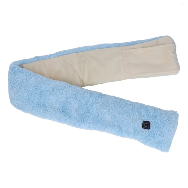 Sacs de rangement Écharpe chauffante isolée Pliable Chauffage électrique respectueux de la peau 5V Bleu clair Peluche courte 3 vitesses de réglage pour le camping