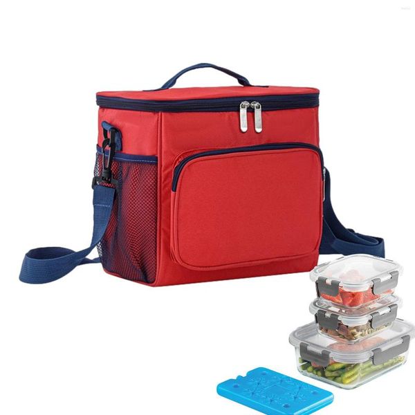 Bolsas de almacenamiento Bolsa de almuerzo aislada Caja de asas de enfriamiento a prueba de fugas para mujeres Frío o picnic Tela Oxford impermeable