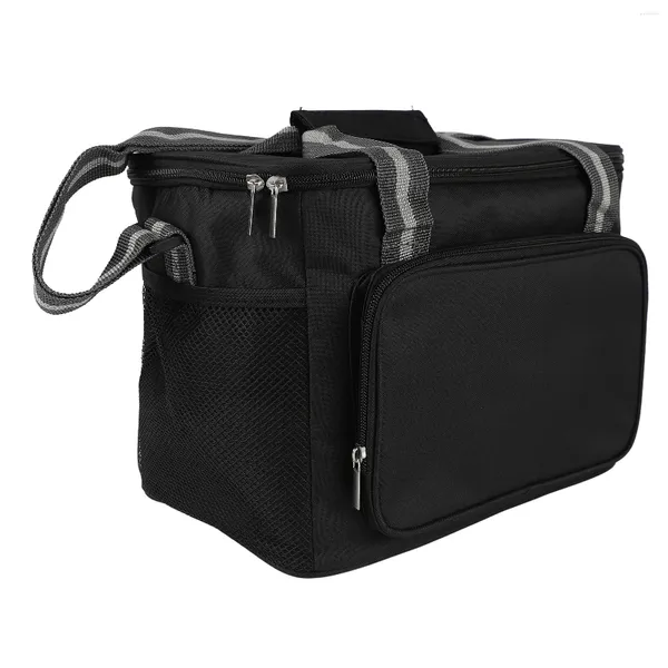 Bolsas de almacenamiento Bolsa de almuerzo aislada Tecnología de prensado Funciones múltiples a prueba de fugas negras para hombres de oficina de picnic