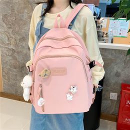 Bolsas de almacenamiento Estilo neutral japonés Mochila de color puro Mujer coreana Niñas Corazón Estudiantes de secundaria Universidad Viento Mochila de gran capacidad