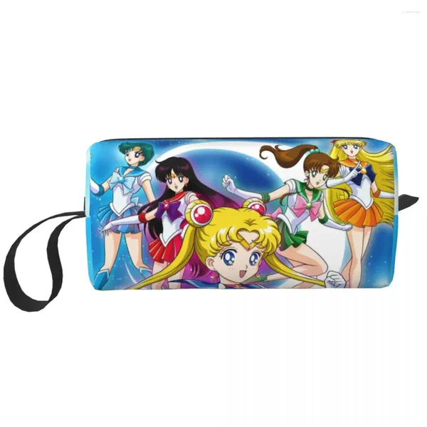 Bolsas de almacenamiento shojo marinero manga bolso cosmético mujeres kawaii gran capacidad anime luna niña caso de maquillaje de belleza