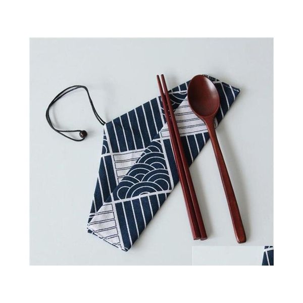 Bolsas de almacenamiento Bolsa de cubiertos de estilo japonés Triángulo Cubiertos Organizador Palillo Cuchara Tenedor Vajilla Contenedor Accesorios Usef Kitche Dhrod