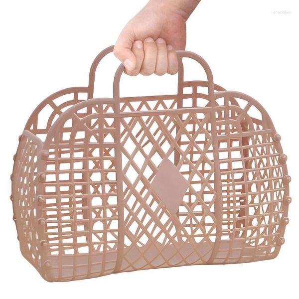 Bolsas de almacenamiento, cesta Retro portátil de gelatina para bolso de mano de Pascua, bolsos impermeables de viaje lavables, bolsos de mano para playa y piscina huecos