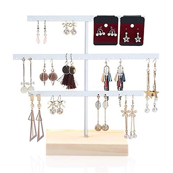 Sacs de rangement Présentoir à bijoux Cintre Boucles d'oreilles à trois niveaux Stud Divers Fournitures Accueil