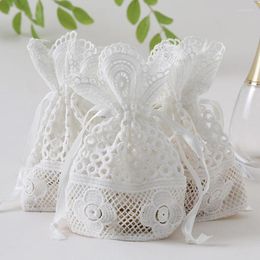 Sacs de rangement Bijoux Cadeau Sac Blanc Dentelle Bouquet Poche De Mariage Bonbons Pour Bague Boucles D'oreilles Museau BagStorage