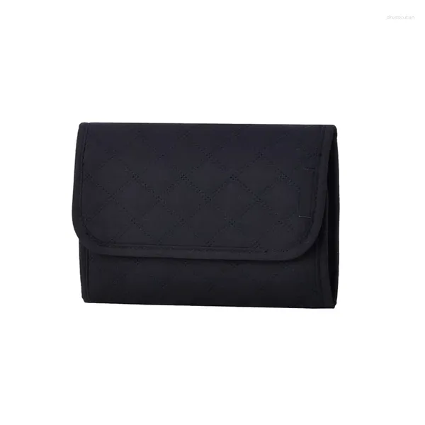 Sacs de rangement Organisateur de bijoux Rouleau Sac pliable Étui de voyage portable Boucles d'oreilles souples Porte-bracelet Noir